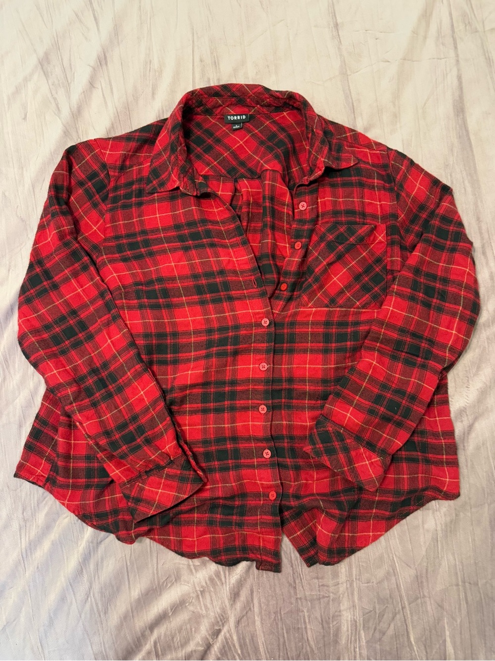 Torrid‎ Red and Black Plaid Shirt